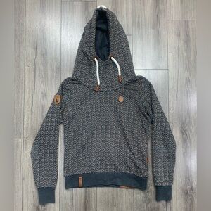 NAKETANO Multicolor Heart Print‎ Grey Hoodie Size Medium